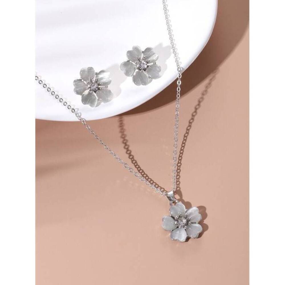 Flower Decor Jewelry Set Y2K Minimalist